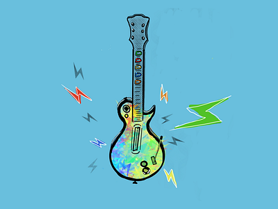 Guitar Hero 3 Gibson Les Paul drawing flash gh gibson guitar guitarhero illustation illustration les paul procreate thunder