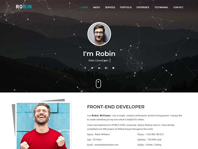 Robin - Personal Portfolio HTML Template bootstrap clean creative html template html5 onepage personal portfolio responsive template