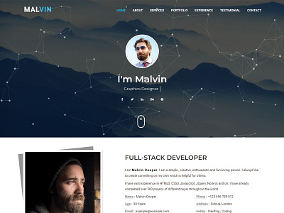 Malvin Personal Portfolio HTML Landing Page Template bootstrap clean creative css3 html html5 minimal onepage portfolio responsive template