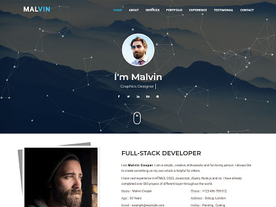 Malvin   Personal Portfolio HTML Landing Page Template