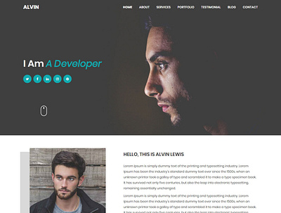 Alvin - Personal Portfolio Template agency responsive blog bootstrap bootstrap template business clean corporate creative cv freelancer gallery html css html template minimal onepage personal photography portfolio