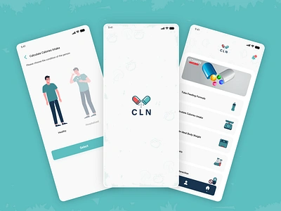 CLN app application calories clean clear doctor food supplement formula illustration labratory test medical nutrition nutrition app nutritionist ui ui ux ui design ux