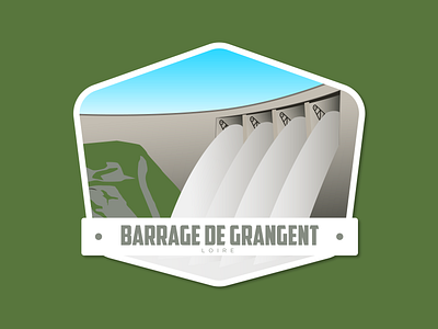Barrage de Grangent Badge dam design illustration illustrator nature vector vector illustration