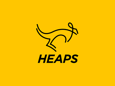Daily Logo Challenge #19 : Heaps aussie australia branding design flat heap jump kangaroo leap logo logo design marsupial simple lines