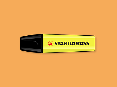 Stabilo Boss Pen design highlight highlighter illustration office pen pencil stabilo vector vector art vector artwork vector illustration