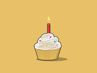 Cupcake birthday candle cupcake illustration vector vector art vector illustration