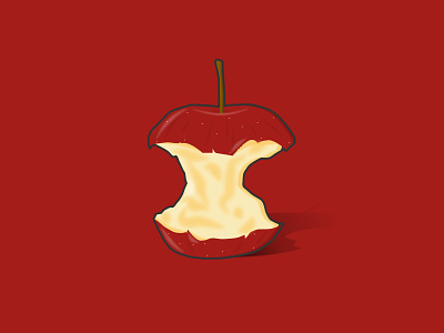 Ate Apple apple fruit illustration sweet vector vector art vector illustration