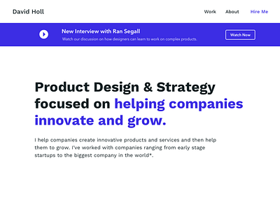 Davidholl.co Update landing page portfolio web