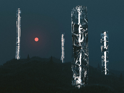 Silent Columns 3d c4d columns dawn fog forest glass light octane octanerender render scifi