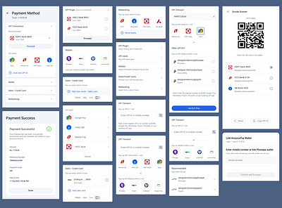 UPI Payment screens app banking con concept interaction money payment transaction ui ux