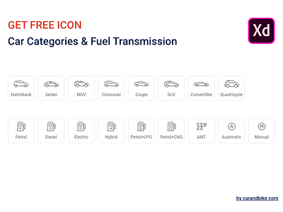 Get Free Line icons - Car Categories, Fuel & Transmission