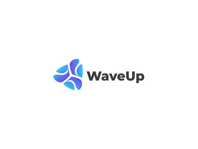 WaveUp modern abstract company logo design