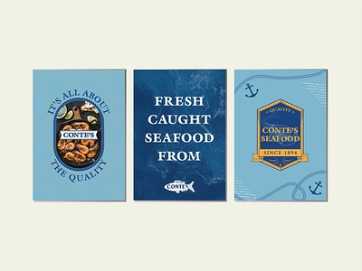 Conte's Seafood Restaurant - Poster branding design graphic design logo typography