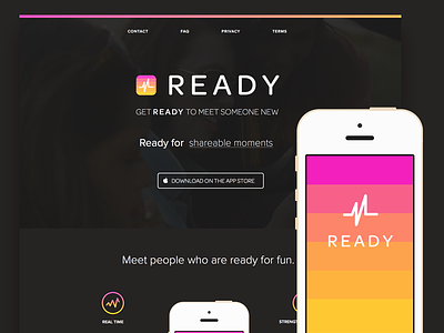 Ready app dark dating homepage iphone launch ready ui video website