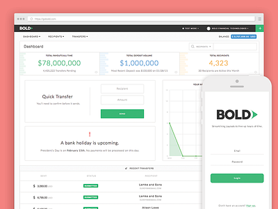 Bold Payouts app bold dashboard front end payout payouts product ui web