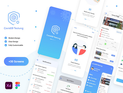 Covid19 Testung App UI design logo ui ui design user experience user interface ux uxui