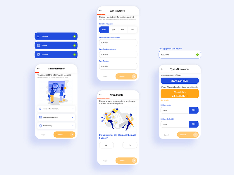 Insurance app design by Alexandra Ivanovici on Dribbble