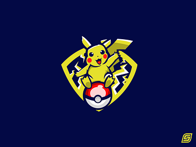 Pikachu on Pokéball Mascot Design