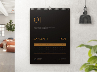 Minimal Wall Calendar 2021 2021 black black and gold calendar elegant envato graphicriver minimal modern powerpoint premium template print print ready stationery