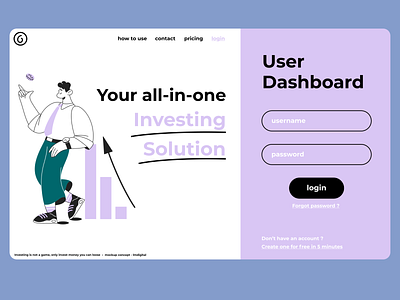 Investing platform, web design mockup