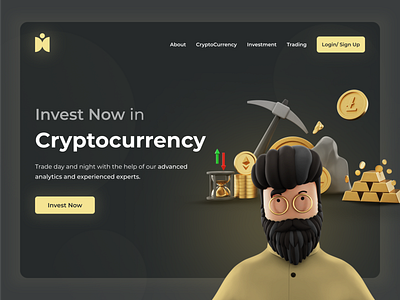 Cryptocurrency Landing Page bitcoin black crypto cryptocurrency gold invest investment landing page money trade ui yellow