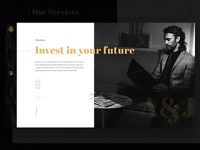 Allen & Jain black design gold minimal site web website