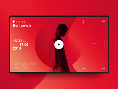 Concept for musician Helena Berinovich black design fashion helvetica interaction minimal music red swiss typography ui ux web website