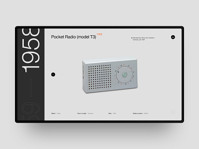 Pocket Radio (model T3) product page black design helvetica interaction minimal site swiss typography ui web website