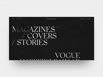 Peter Lindbergh Magazine black design fashion helvetica minimal photographer site swiss typography ui web