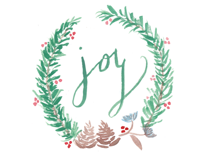 watercolor holiday joy motif holiday illustration lettering script watercolor