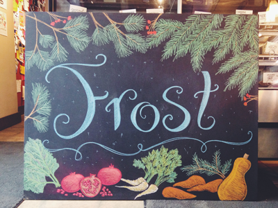 Frost menu chalk art for the Birchwood Cafe mpls chalk design illustration lettering seasonal