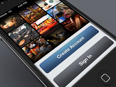 Landing Page account app create ios iphone mobile photo register sign in