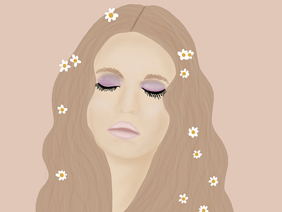 70's Babe 70s fashion beauty flowers illustration