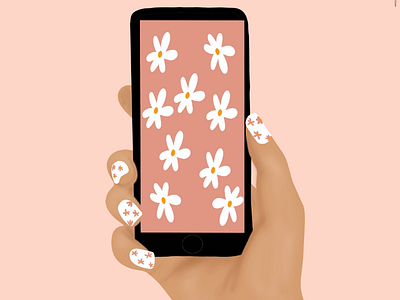 When your wallpaper matches your nails flower illustration illustration phone wallpaper wallpaper