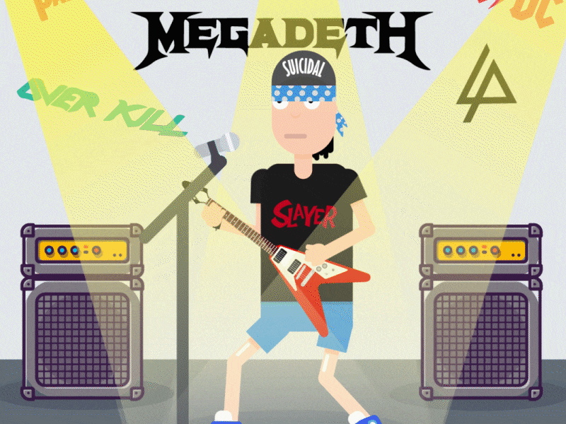 Headbanger animation caracter design design gif animated illustration metal music metalhead vector