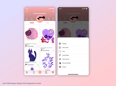 User Profile UI Design app design dailyui dailyui006 dailyuichallenge mobile app design profile page social media uidesign user profile visual design