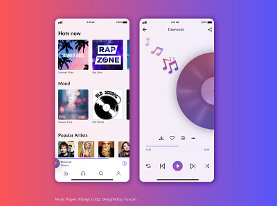 Music Player app design dailyui dailyui009 dailyuichallenge music music app music player musicplayerapp uidesign visual design