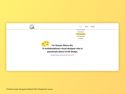 Portfolio Header Navigation dailyui dailyui053 dailyuichallenge header design header navigation logo portfolio portfolio website ui uidesign visual design website design