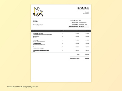 Invoice dailyui dailyui046 dailyuichallenge invoice invoice design ui uidesign visual design