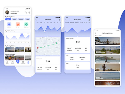 Running APP Dashboard app design dailyui dashboard ui health mobile app design profile page runner running app ui uidesign visual design