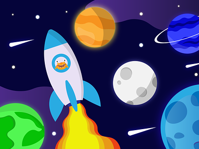 Space Flat Design animation art cartoon character colours design designs flat fun graphicdesign illustration illustrator kids planets space