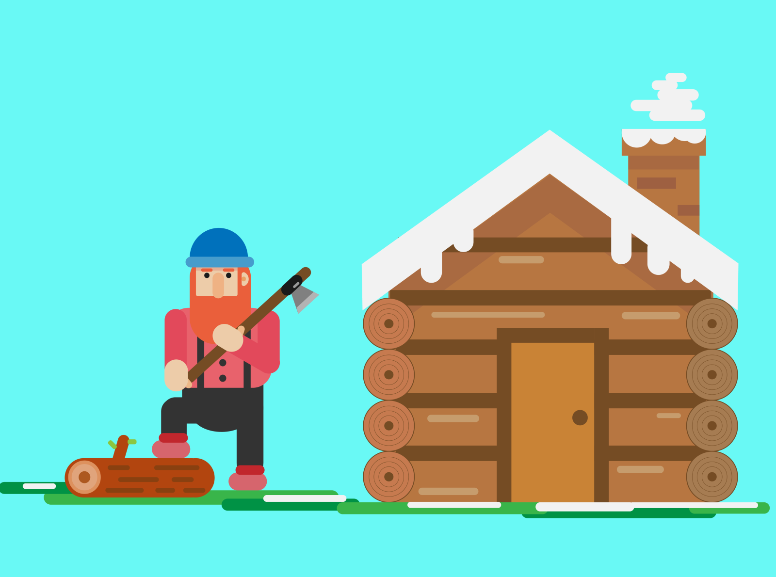 Lumber Jack and Wood Cabin Flat Design by Jessica Pickup on Dribbble