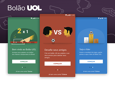 Onboarding Screens for Bolão UOL bolão football graphics interface mobile onboarding soccer sports ui uol ux vector