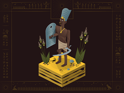 Ancient Egyptian Warrior character egyptian hieroglyphics illustration isometric