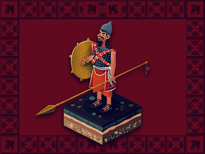 Assyrian Warrior illustration isometric warrior