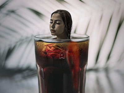Relax art coca coca cola design girl manipulate manipulation photo photoshop photoshop art pool soda