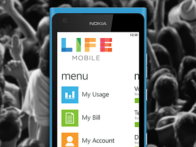 Windows Mobile Selfcare App app blue clean flat green material metro mobile orange ui ux windows