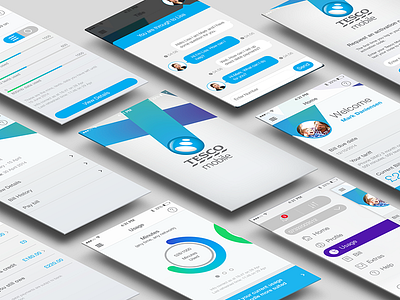 Tesco Mobile UK app blue chat design flat ios mobile navigation tesco ui usage ux