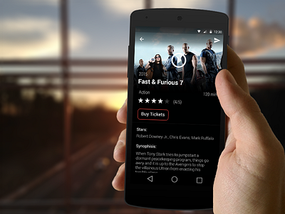 Movie Application android dark design material movie play tickets ui ux video