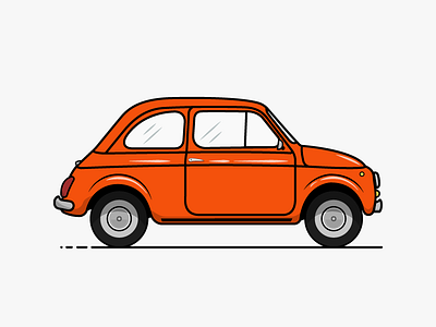 Vintage Fiat 500 500 car fiat flat icon illustration lines red simple vintage